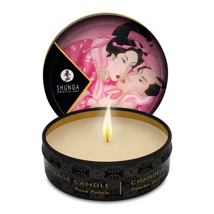 Shunga Couples | Mini Massage Candle - Aphrodisia - Roses Petals -  1 Fl. Oz.