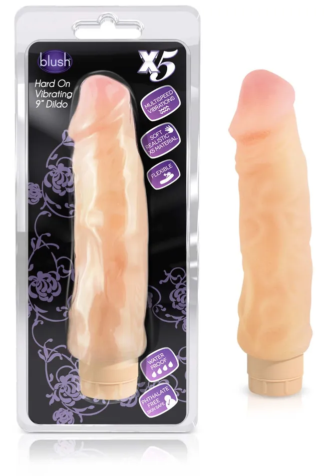 Blush Novelties Dildos Blush Novelties X5 Vibrating Hard On Dildo Natural 9 Inch Realistic Waterproof Vibrator