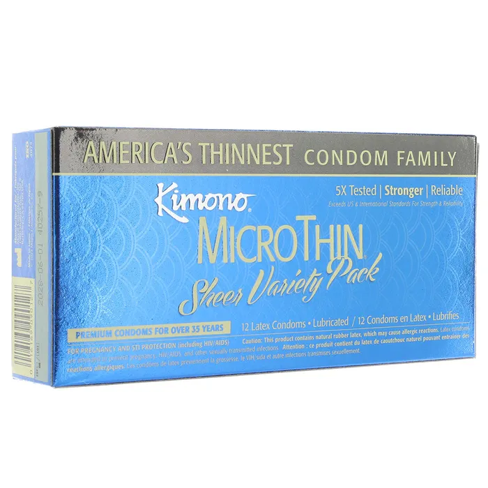 Kimono MircoThin Sheer Variety Pack Condoms in 12 Pack Kimono Female Sex Toys