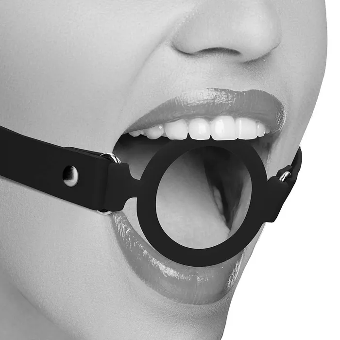 Shots Toys Anal Black White Strapped Silicone Ring Gag Shots Toys Anal Black White Strapped Silicone Ring Gag