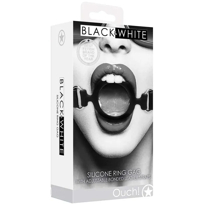 Shots Toys Anal Black White Strapped Silicone Ring Gag Shots Toys Anal Black White Strapped Silicone Ring Gag