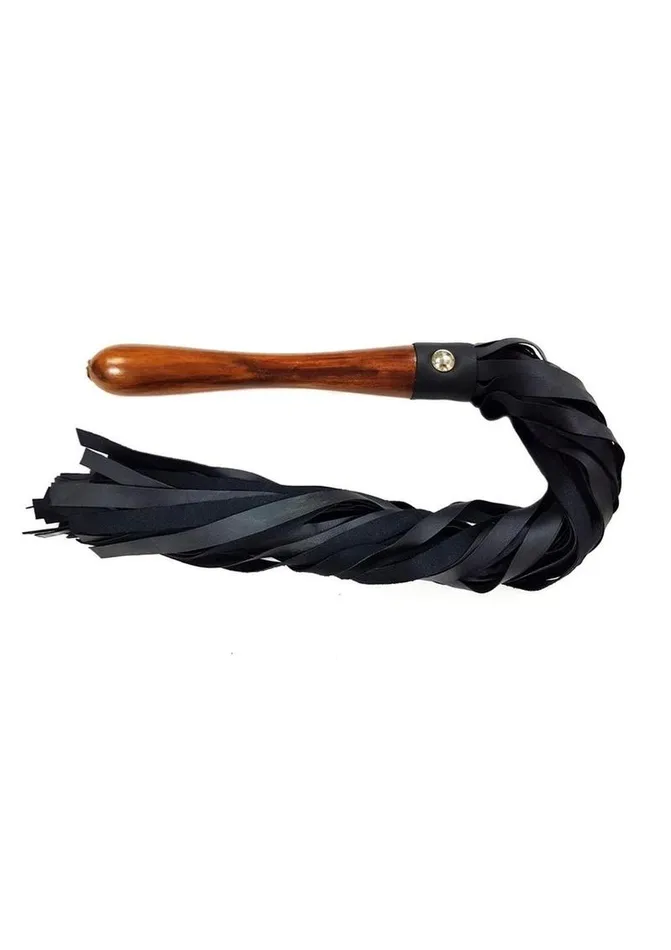Fetish Play Wooden Handle Flogger Vegan Leather Rouge Couples