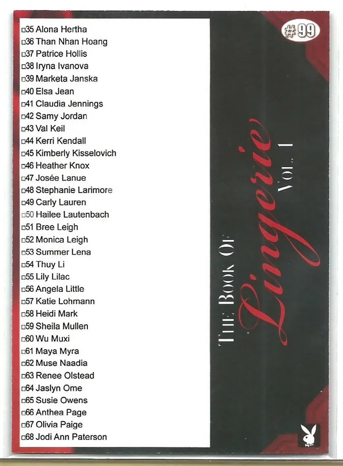Anal Dans Cards Playboys Book of Lingerie Volume 1 Checklist 1 99