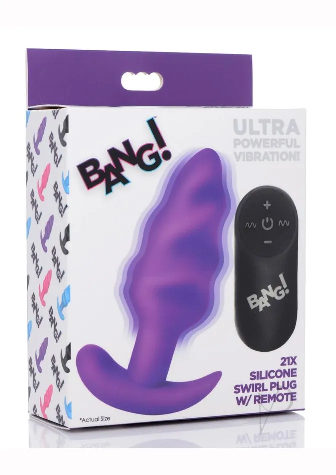 BANG Anal Bang 21x Vibe Swirl Plug Wremote Purple