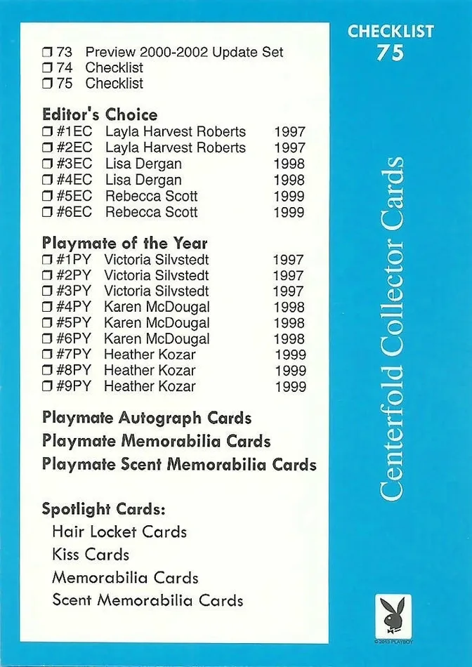 Dans Cards Playboy Centerfold Update 2 1997 1999 Checklist Card 75 Female Sex Toys