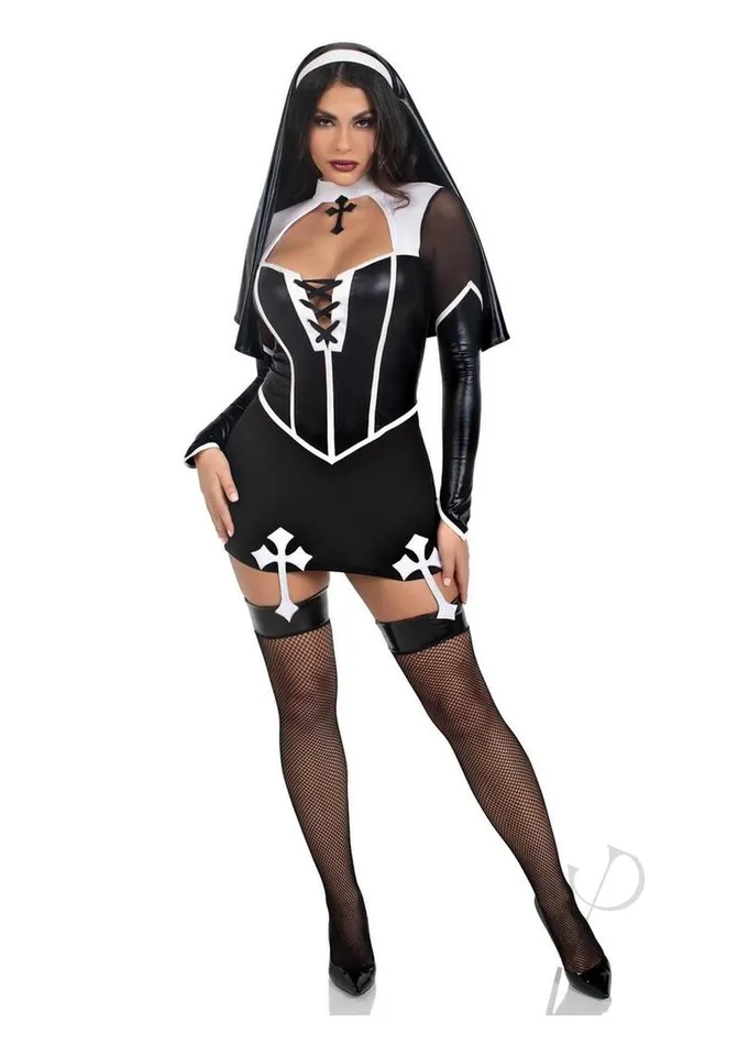 Leg Avenue Anal Holy Hottie Set 2pc Lg Blkwht