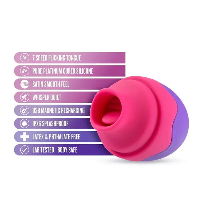 Aria Flutter Tongue Purple 25Inch Vibrating Rechargeable Mini Vibrator Blush Female Sex Toys