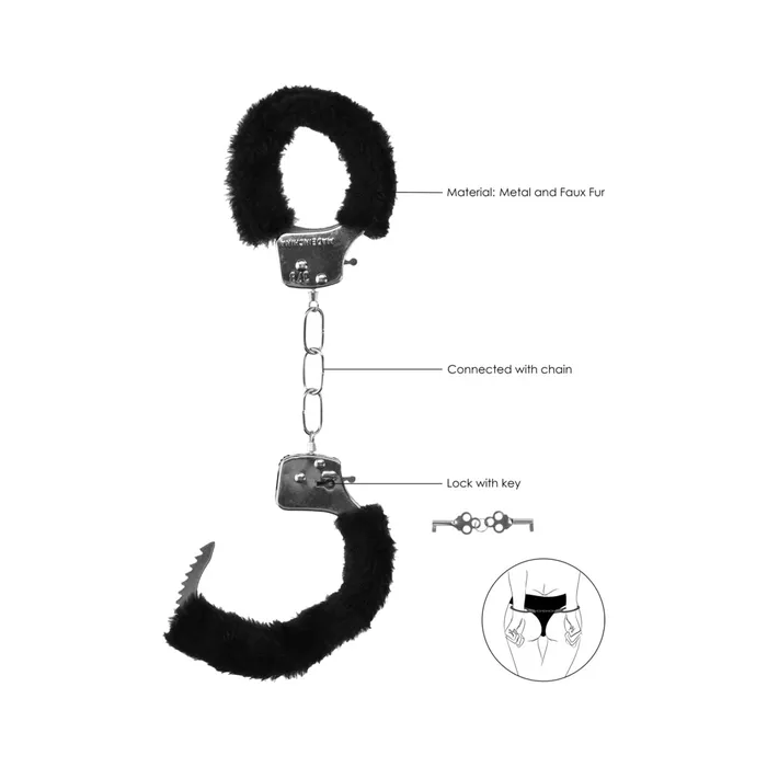 Shots Male Sex Toys Beginners Furry Hand Cuffs With QuickRelease Button