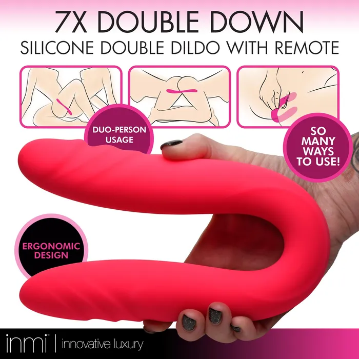 Female Sex Toys Inmi 7X Double Down Silicone Double Dildo with Remote