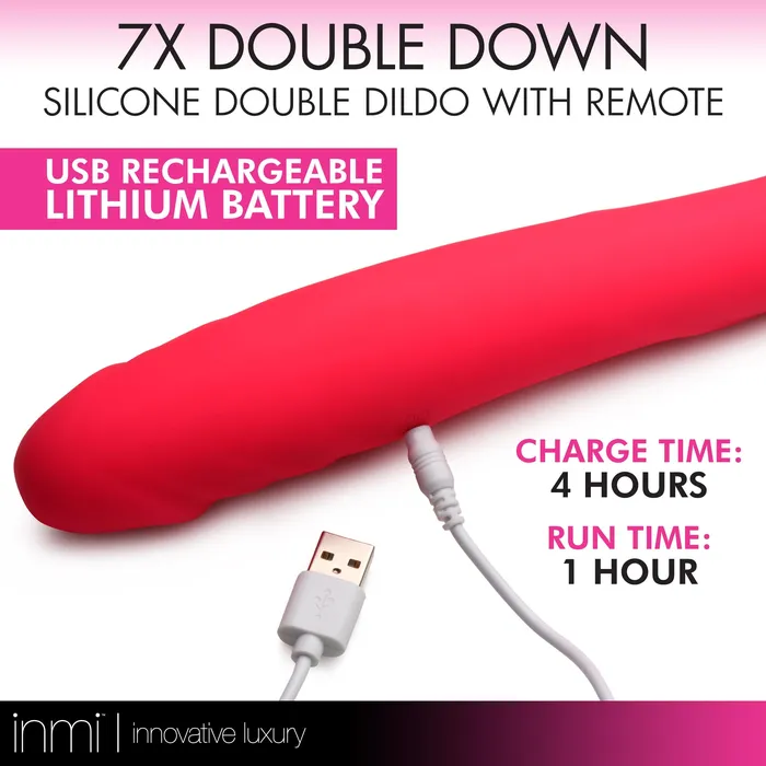 Female Sex Toys Inmi 7X Double Down Silicone Double Dildo with Remote