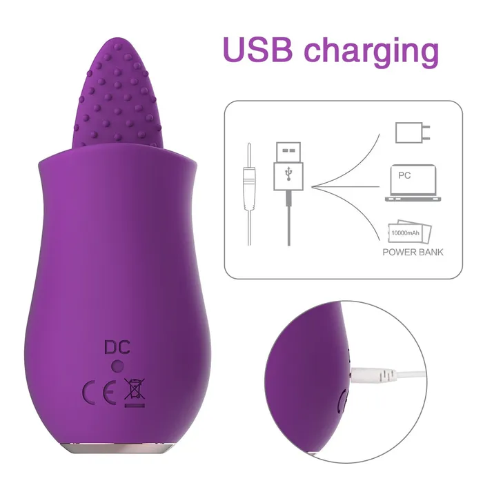Female Sex Toys Lusty Age Clitoral Tongue Vibrator with 10 Strong Vibration Modes