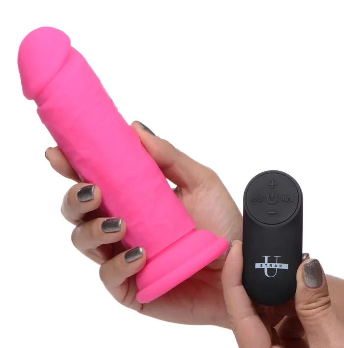 Female Sex Toys Strap U Power Player 28X Vibrating Silicone Dildo with Remote