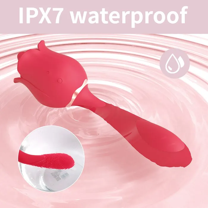 Lusty Age Female Sex Toys Rose 2 in 1 Clitoral Licking Vibrating Vibrator