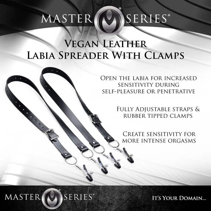 Master Series Female Sex Toys The Spread Labia Spreader Straps with Clamps