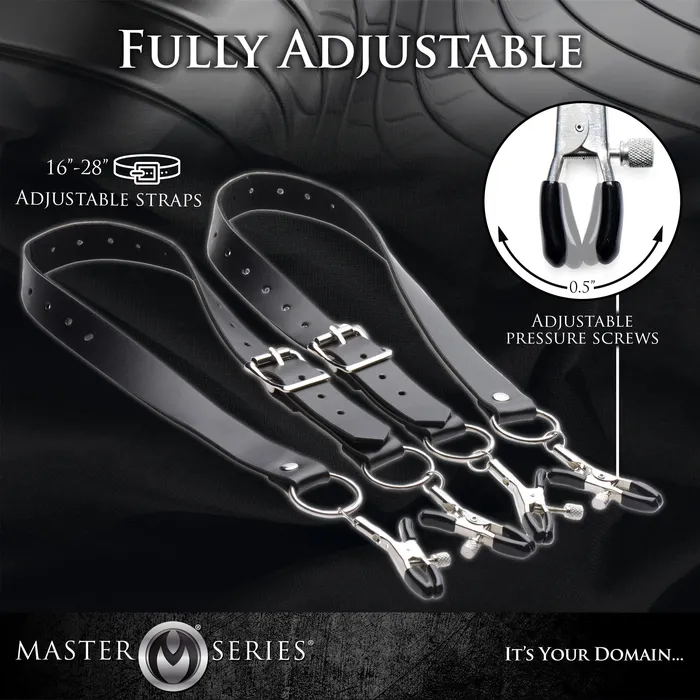 Master Series Female Sex Toys The Spread Labia Spreader Straps with Clamps