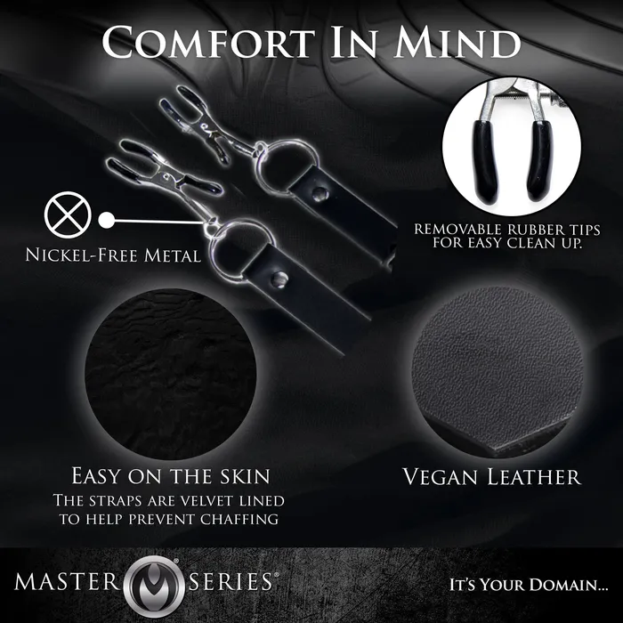 Master Series Female Sex Toys The Spread Labia Spreader Straps with Clamps