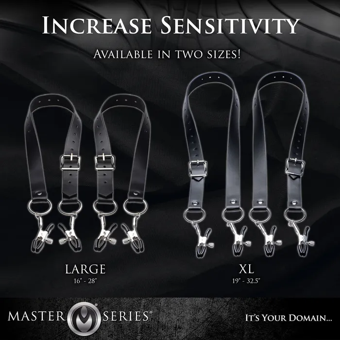 Master Series Female Sex Toys The Spread Labia Spreader Straps with Clamps