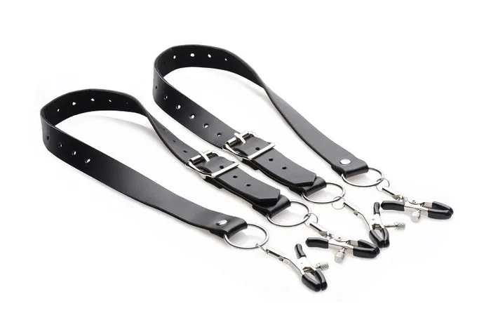 Master Series Female Sex Toys The Spread Labia Spreader Straps with Clamps