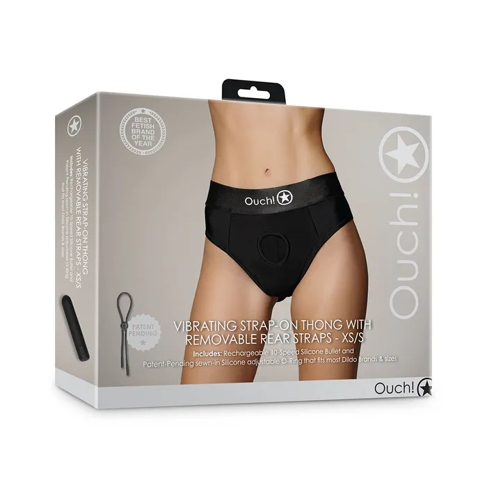 Shots Media Female Sex Toys Ouch Vibrating StrapOn Thong With Removeable Rear Straps